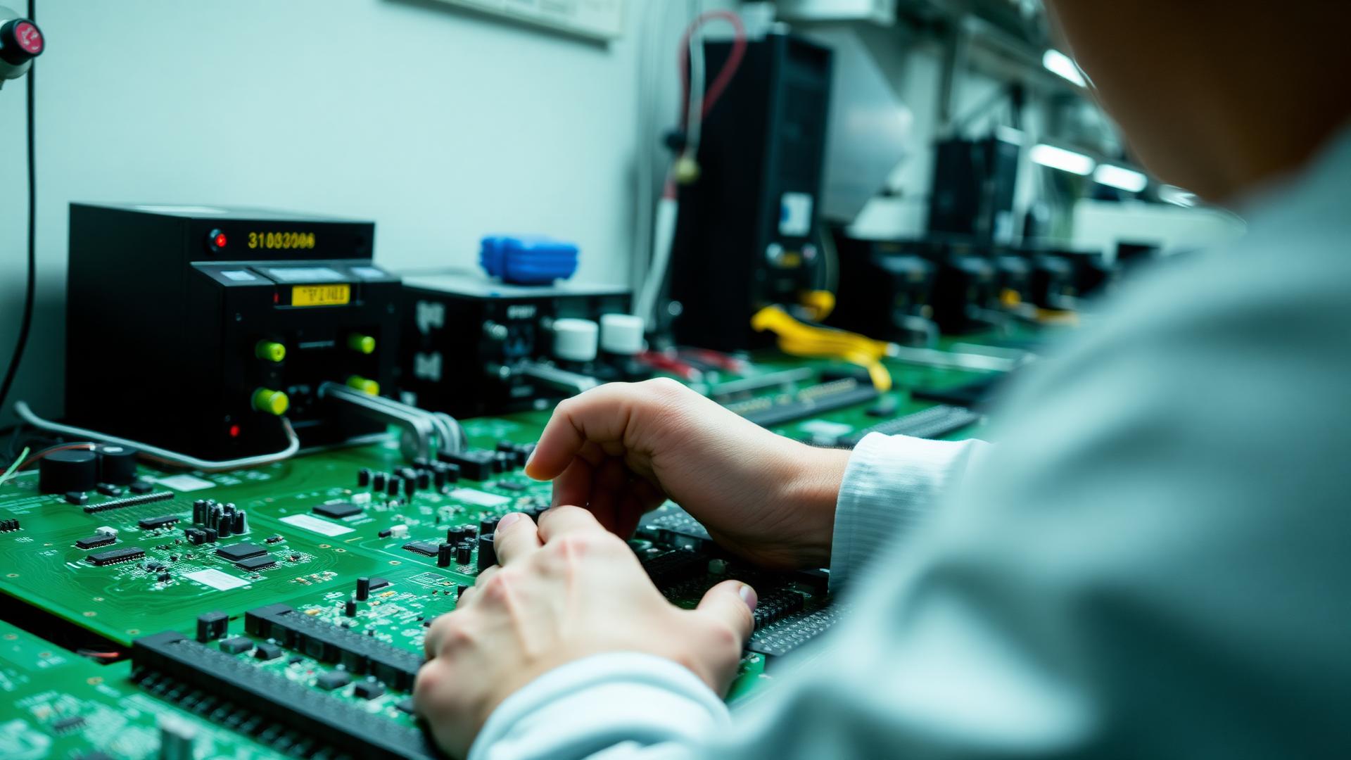 Assemblaggio di schede elettroniche in produzione